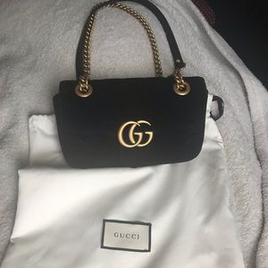 Gucci Black Velvet Mini Marmont Crossbody Bag